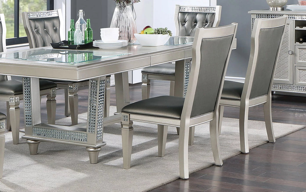 Silver Hue Glass Rectangle Dining Table A951