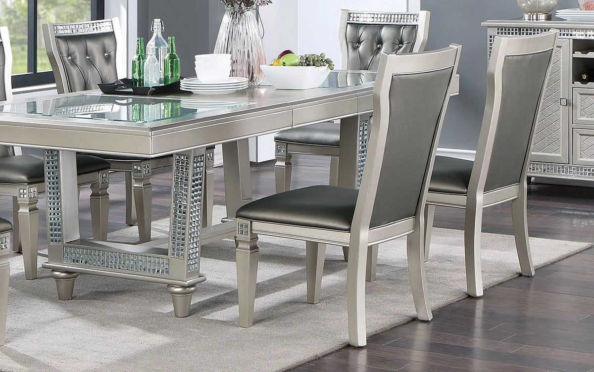 Silver Hue Glass Rectangle Dining Table A951