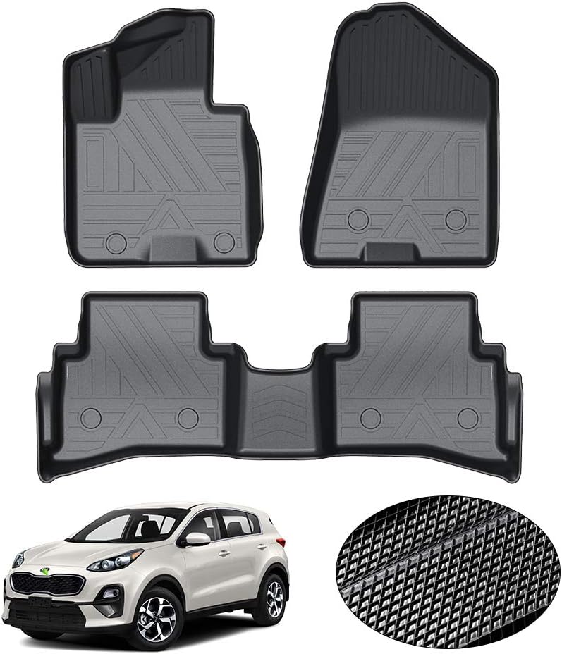 All Weather Car Floor Mats 1st & 2nd Row Black Non-slip H9662
