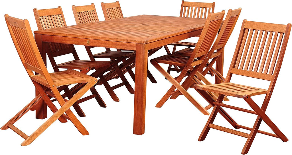 9 Piece Eucalyptus Rectangular Dining Set A853732
