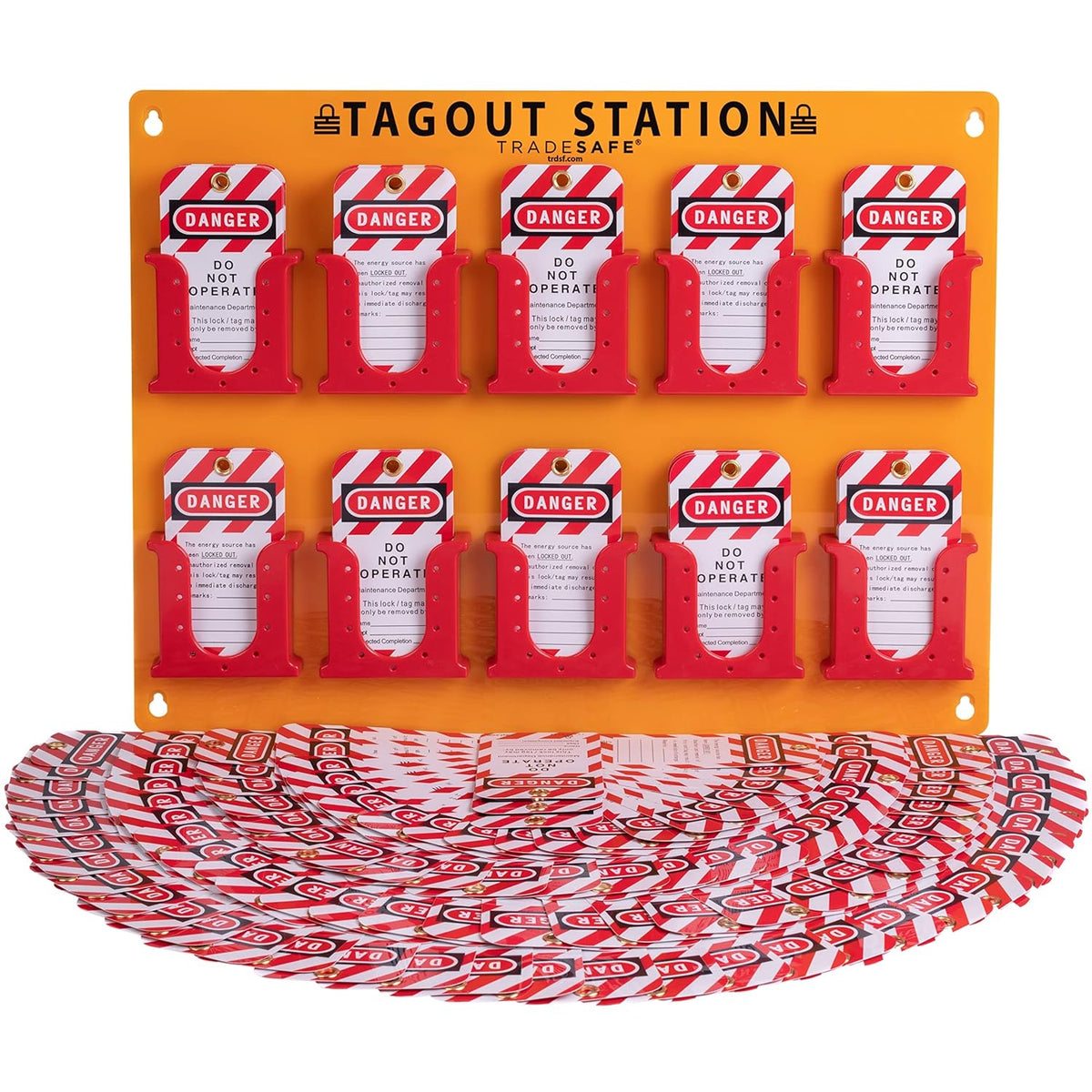 Wall-Mountable Lock Out Tags Station with 10 Holders Q6132