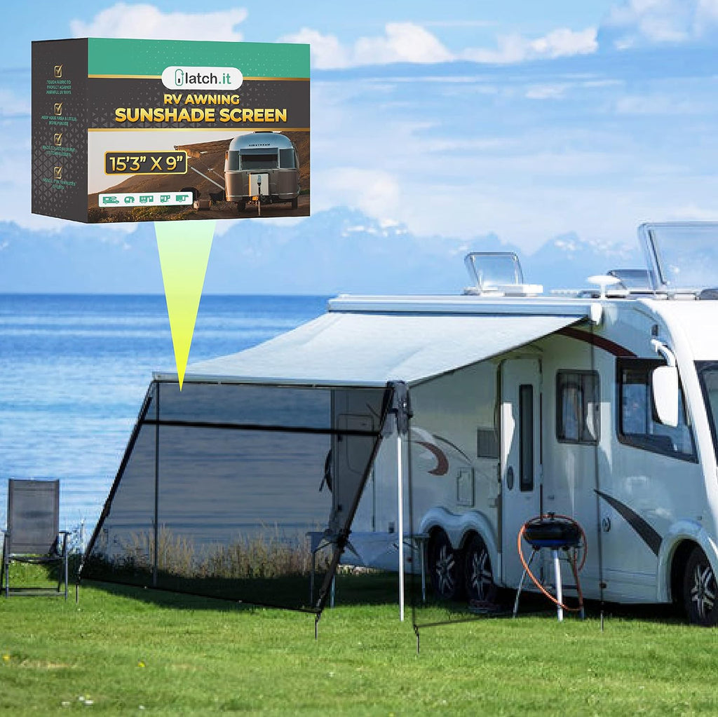 RV Awning Shade Screen 8x17.3' Mesh with Zipper H245066
