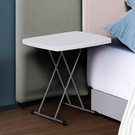 White 4 Foot Plastic Folding Table with Carrying Handle L21071