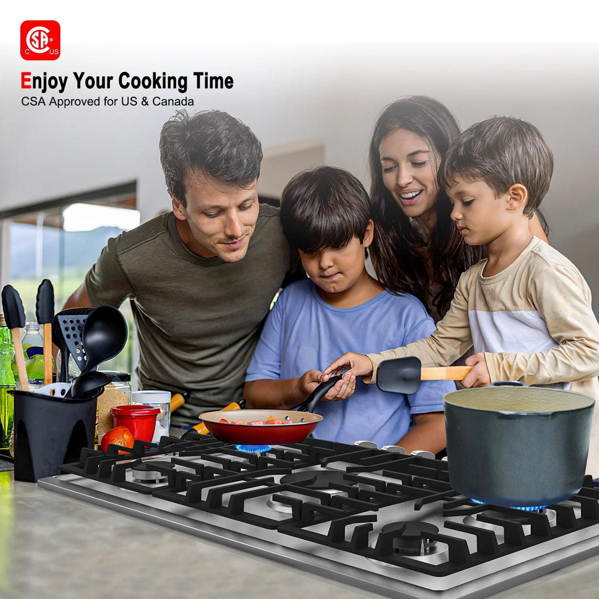 Stainless Steel 5 Burner Gas Cooktop Y55306