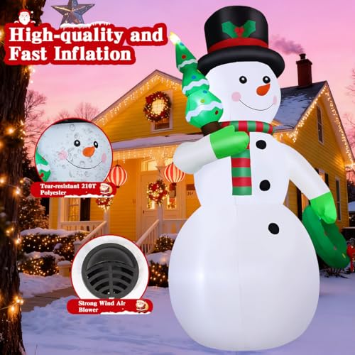 12 FT Christmas Inflatable Snowman with Christmas Tree & Wreath Built-in LEDs V116