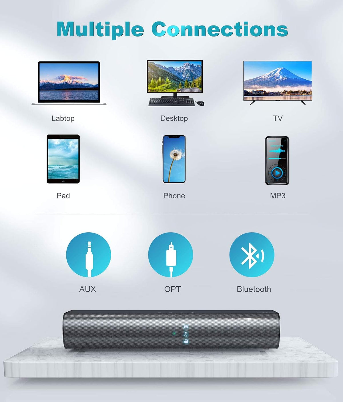 Mini Soundbar, 2.0 Channel, Bluetooth 5.0 W2998