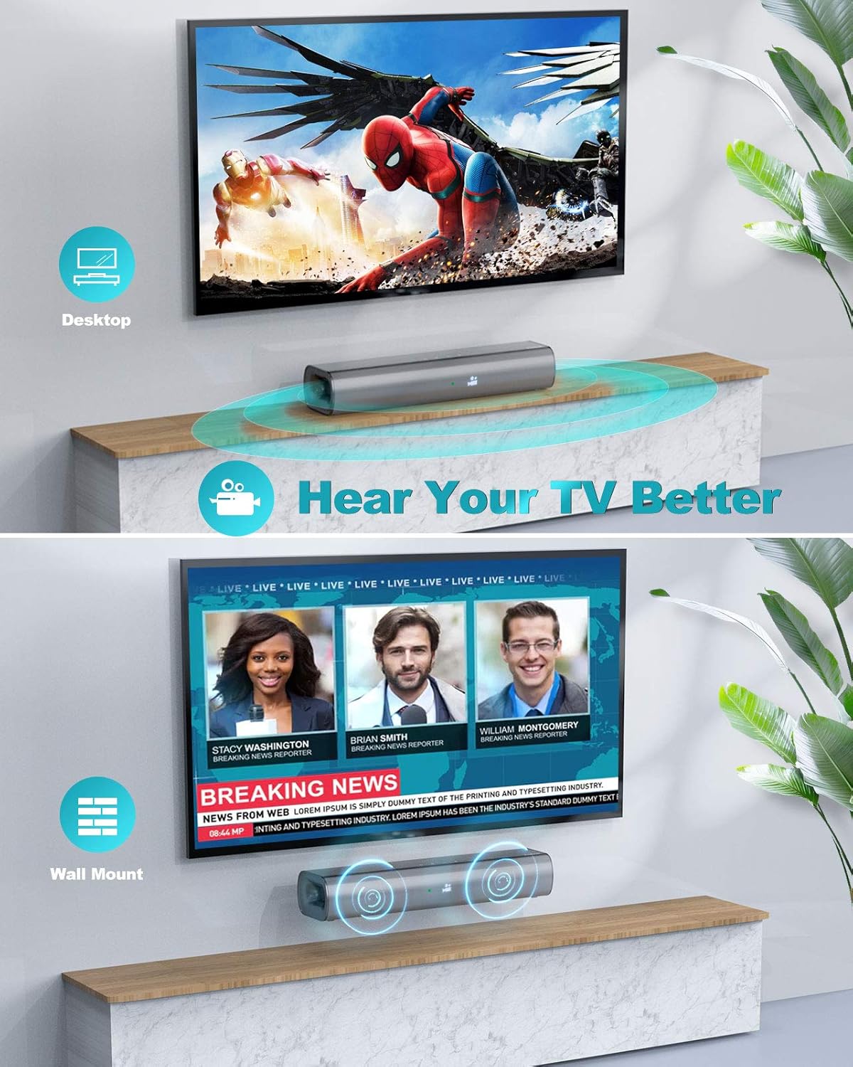 Mini Soundbar, 2.0 Channel, Bluetooth 5.0 W2998