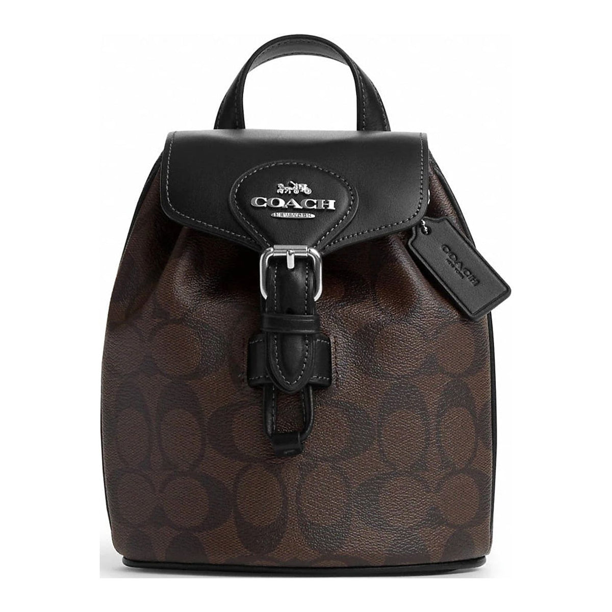 Brown Black Coated Canvas Convertible Backpack F832