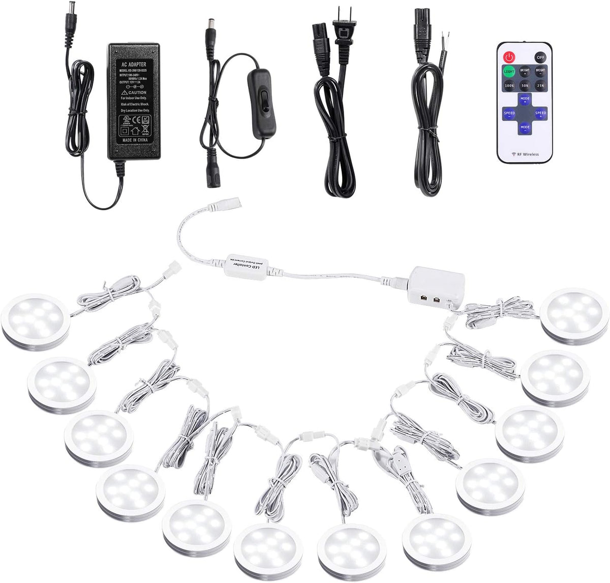 Linkable Under Cabinet LED Puck Lights with Remote Control, Daylight White, 12 Lights Kit V326401