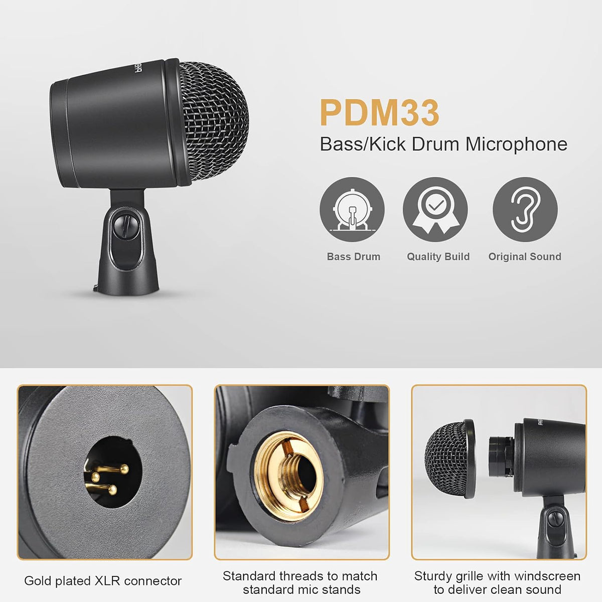 7-Piece All Metal Wired Dynamic Cardioid Drum Mic Kit with Carrying Case D25870