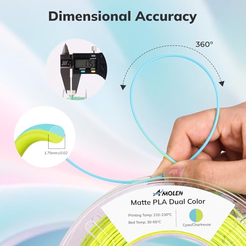 Silk PLA 3D Printer Filament Bundle, Dual Color 1.75mm, 4 Spools 200g Each C154578