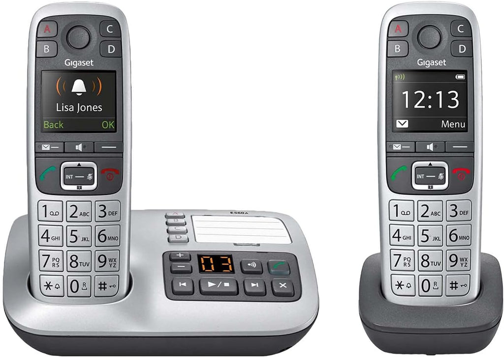 Two Cordless Phones with Answering Machine, Extra Large Keys, Pack of 2 E925