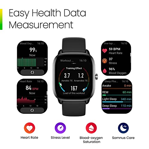 Black Smart Watch with GPS, Heart Rate Monitor, 15-Day Battery Life K4751