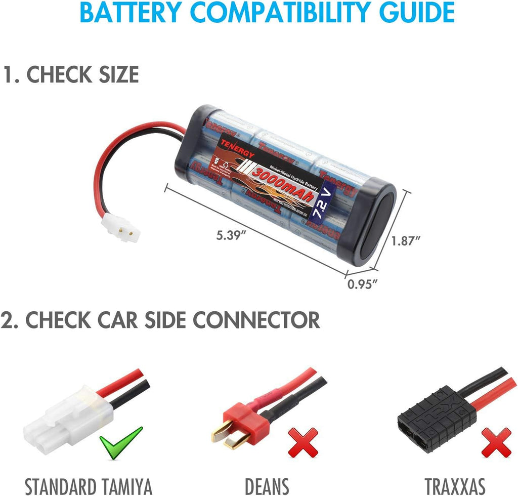 2 Pack 7.2V 3000mAh NiMH Battery Packs with Charger X259