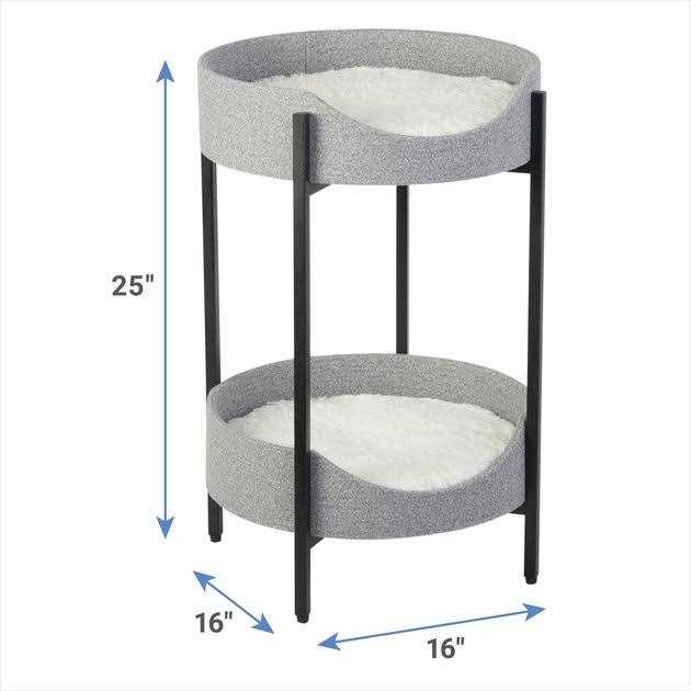 Elevated Wrought Iron Cat Bed with Faux Fur Cushion Z275208