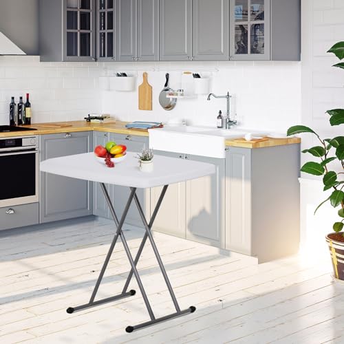 White 4 Foot Plastic Folding Table with Carrying Handle L21071