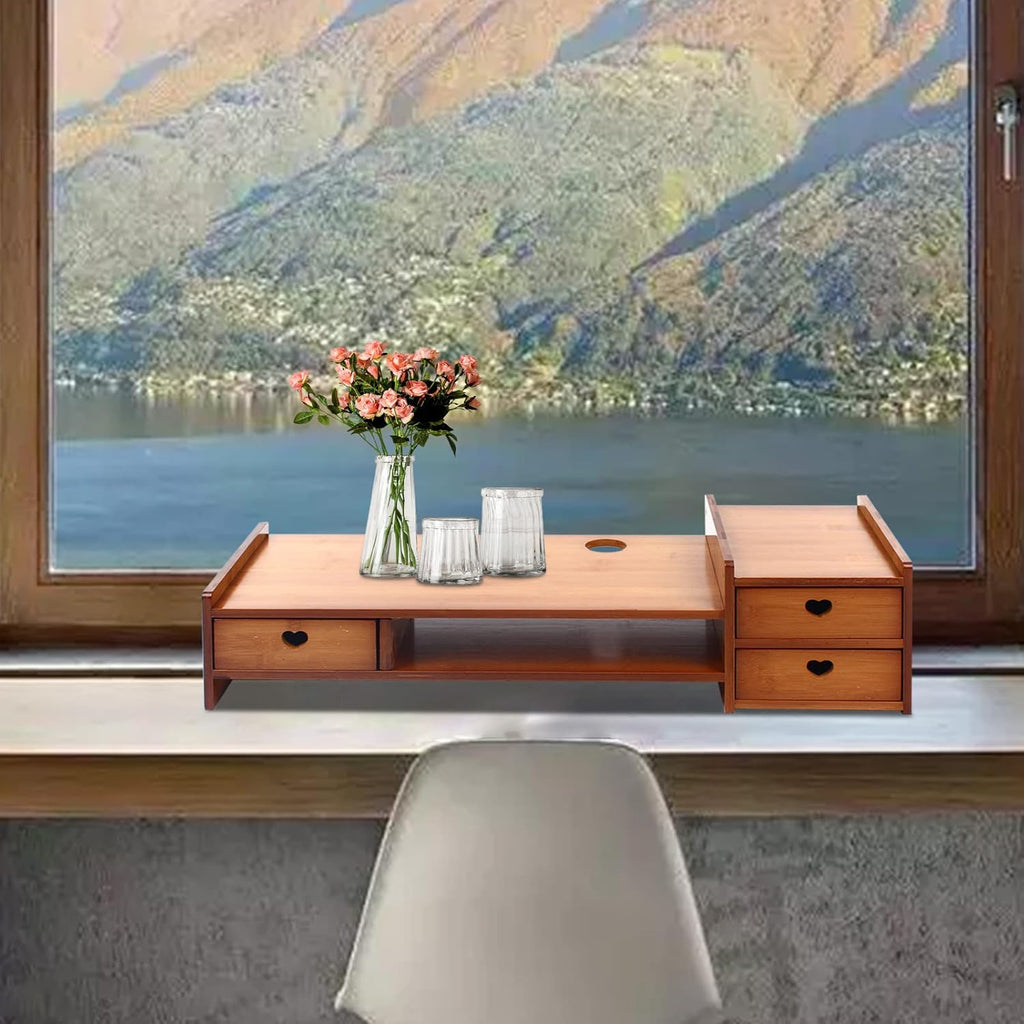 Bamboo Monitor Stand with 3 Drawers F770