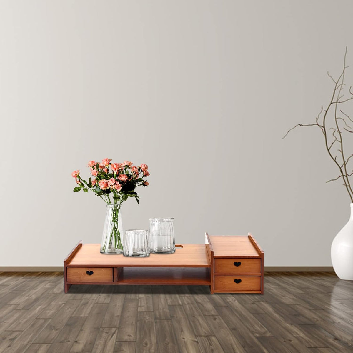 Bamboo Monitor Stand with 3 Drawers F770