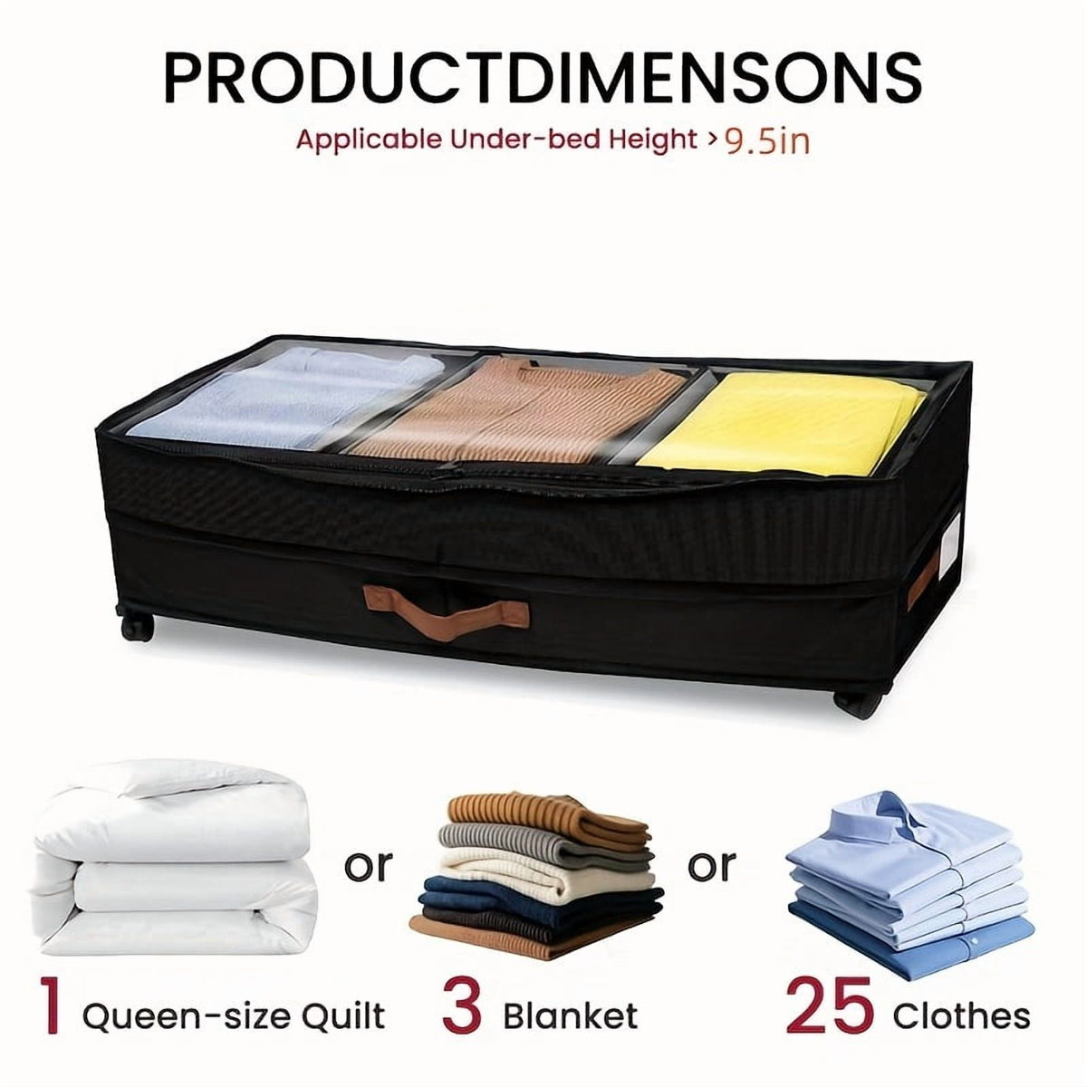 2-Pack Under-Bed Storage Bins with Wheels & Clear Window D868447
