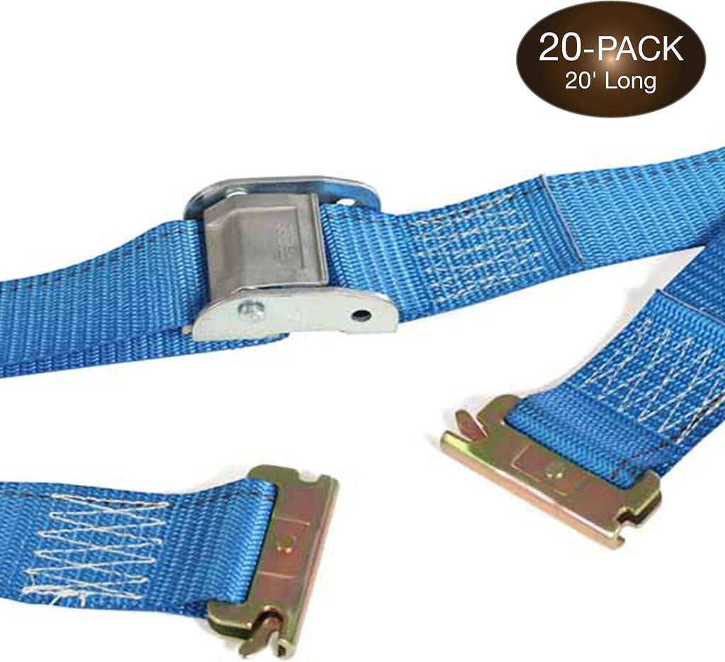 2 x 20' E-Track Cam Straps Blue Polyester Tie-Downs Y170