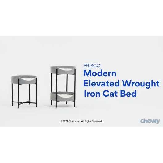 Elevated Wrought Iron Cat Bed with Faux Fur Cushion Z275208