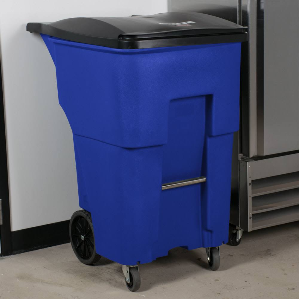 Blue 95 gal Square Rollouts with Casters P3518