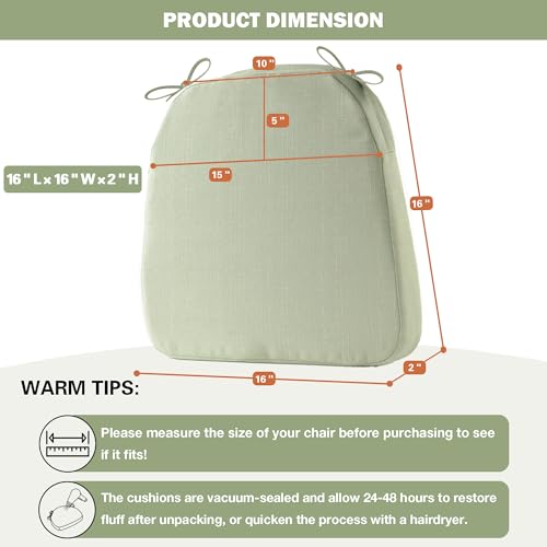 Sage Green 16"x16"x2" Set of 2 Chair Cushions with Ties D601