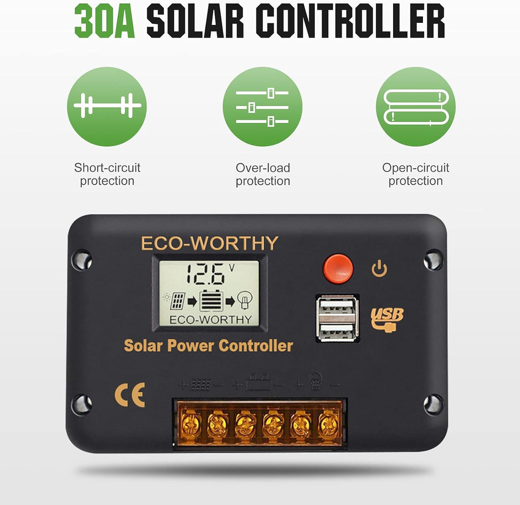 100 Watt 12 Volt Solar Panel Kit with Charge Controller and Mounting Brackets H452875