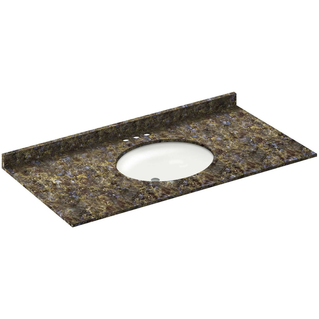 Blue 49W 22D Single Vanity Top with Backsplash B788