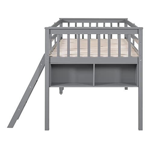 White Full Size Low Loft Bed with Desk and Chair Z6804