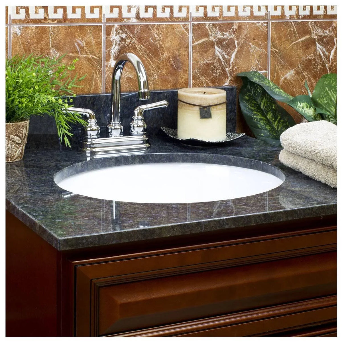 Blue 49W 22D Single Vanity Top with Backsplash B788