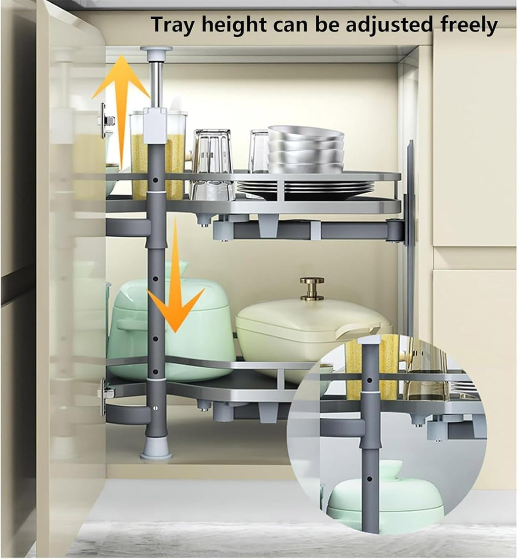 900MM 2-Tiers Swing Tray Cabinet Pull Out Shelf Organizer P13600