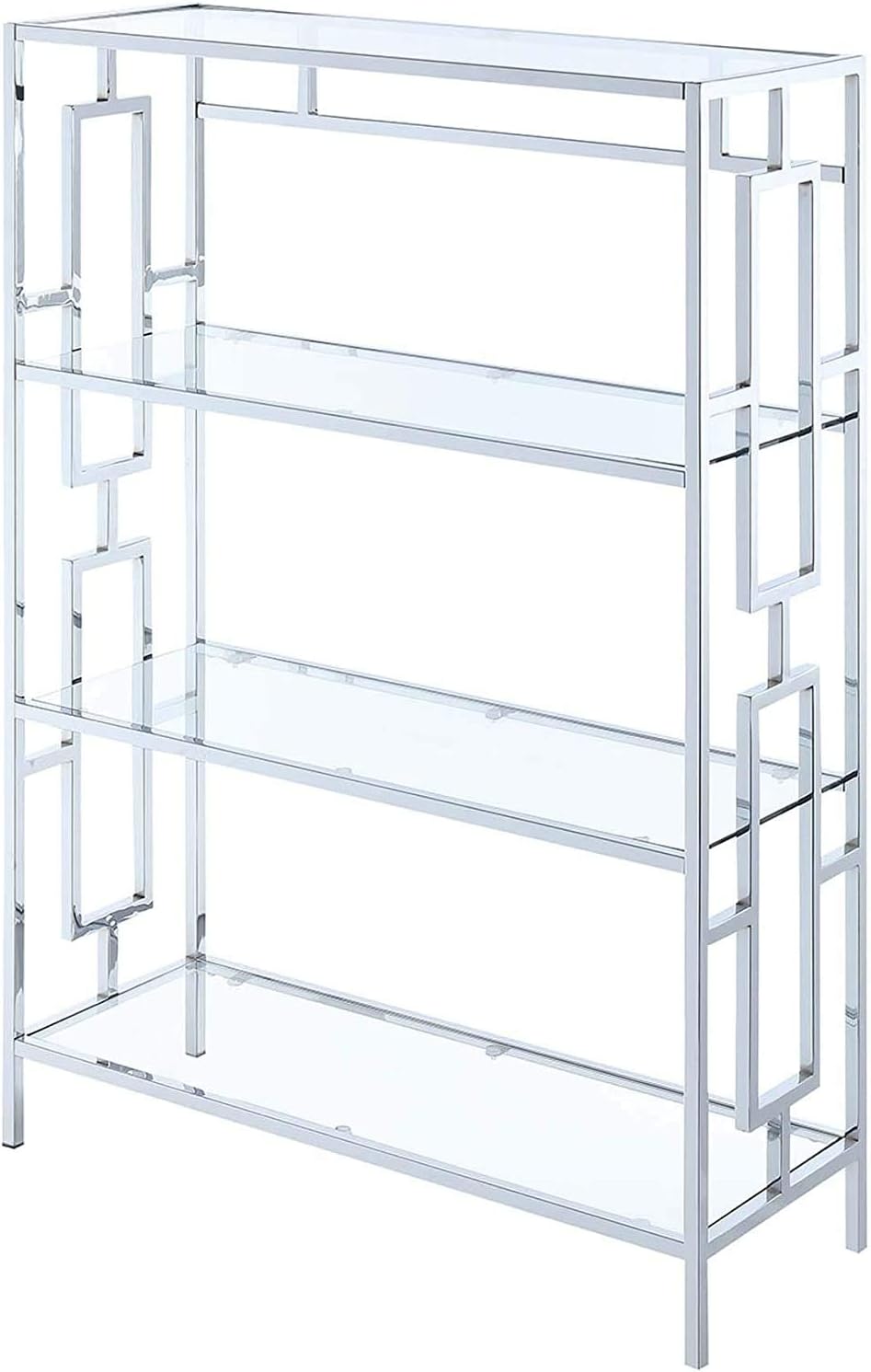 4 Tier Clear Glass Bookcase L140