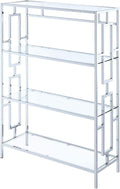 4 Tier Clear Glass Bookcase L140