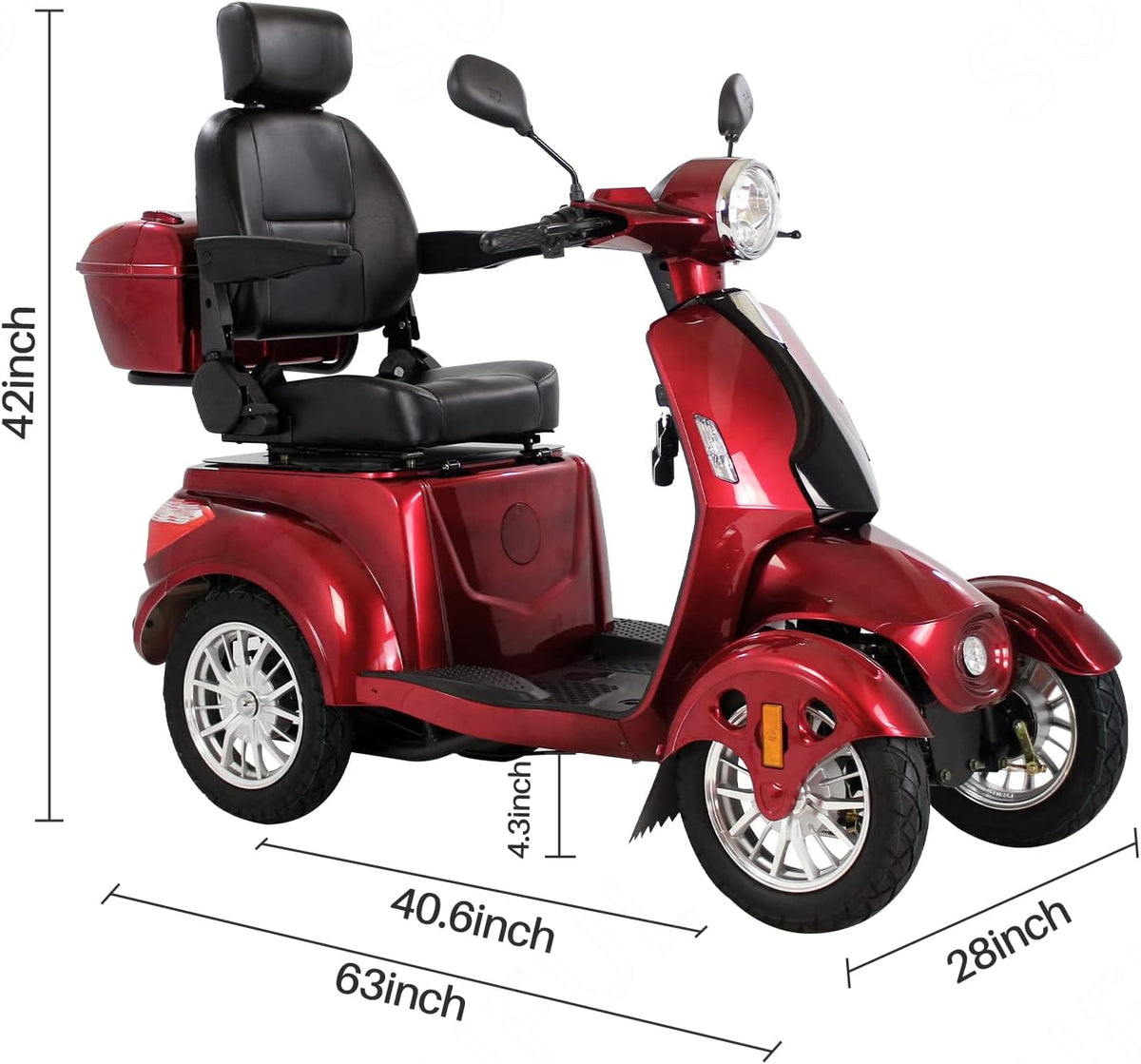 Red Heavy Duty Four Wheel Electric Mobility Scooter Y7222