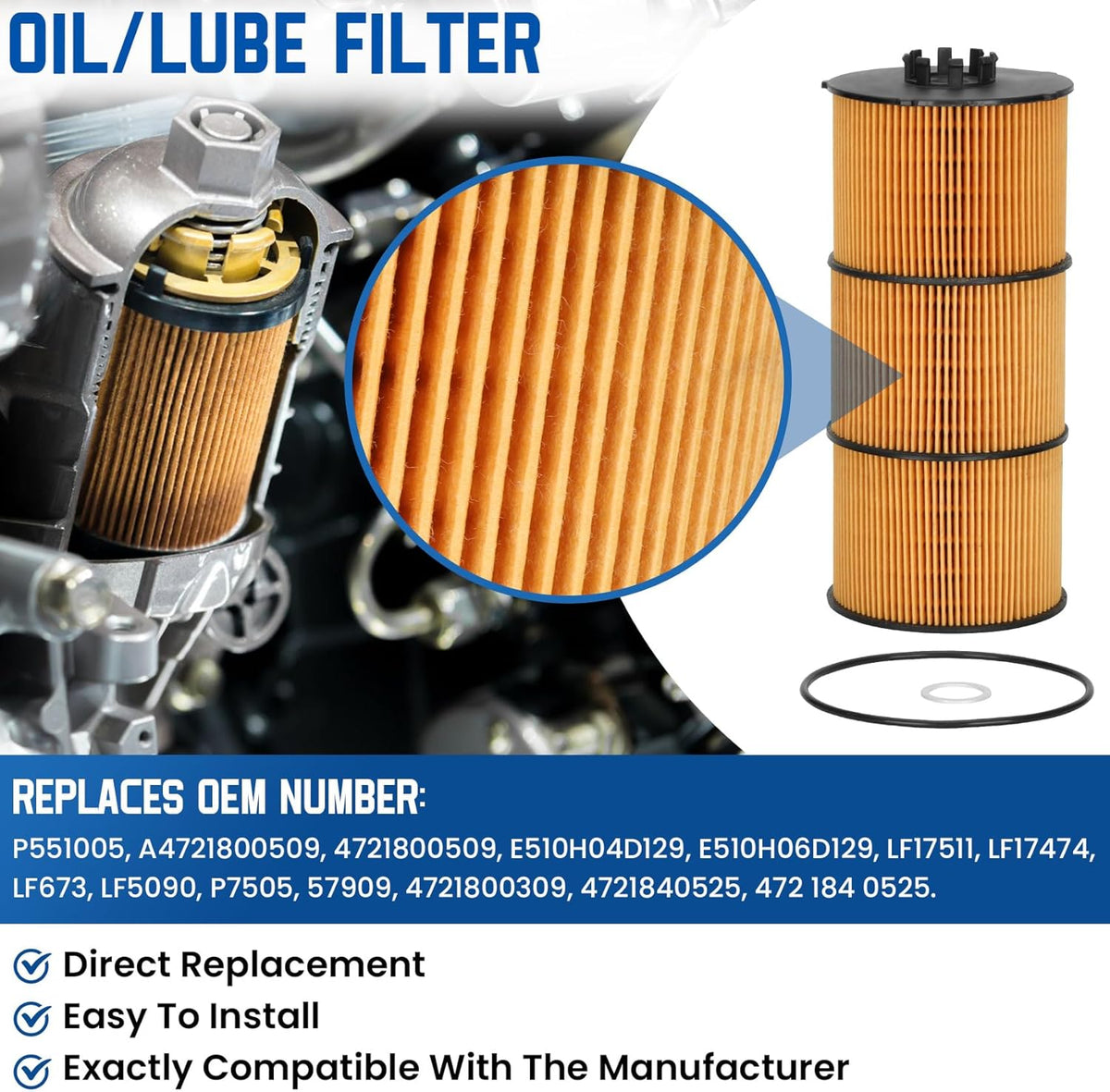 Filter Kit including Oil Filter, Fuel Water Separator and Fuel Filter Element E1903