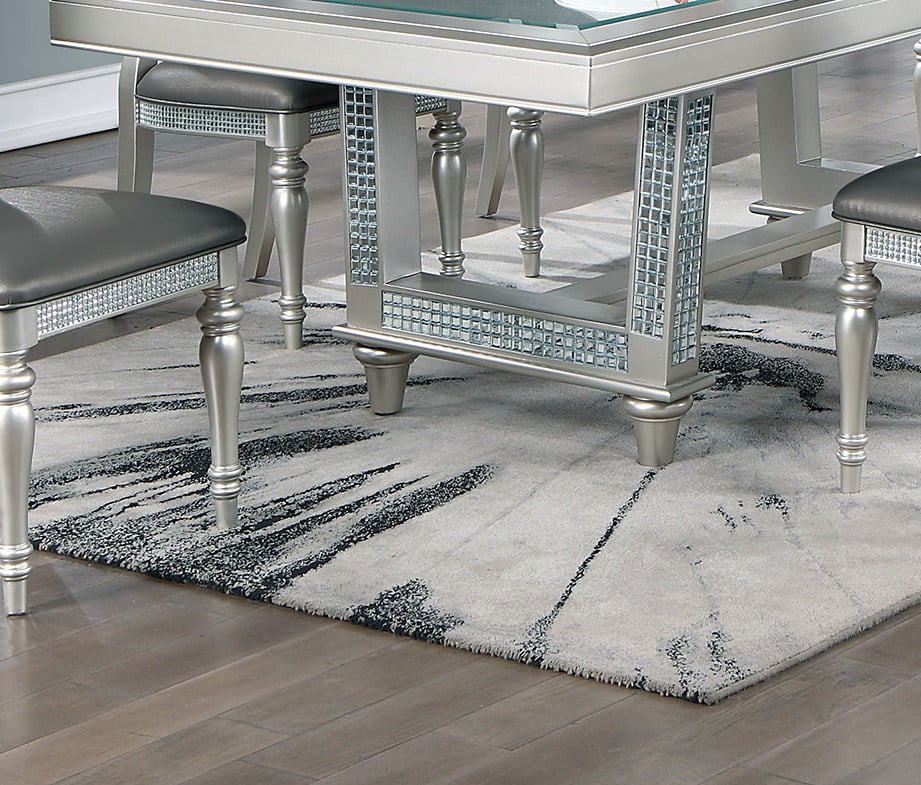 Silver Hue Glass Rectangle Dining Table A951