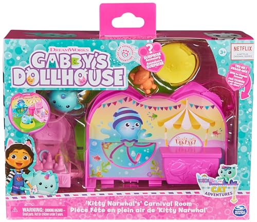 Kitty Narwhal’s Carnival Room with Toy Figure, Surprise Toys and Dollhouse Furniture Y50103