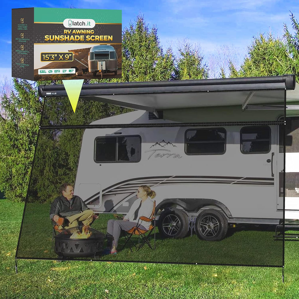 RV Awning Shade Screen 8x17.3' Mesh with Zipper H245066