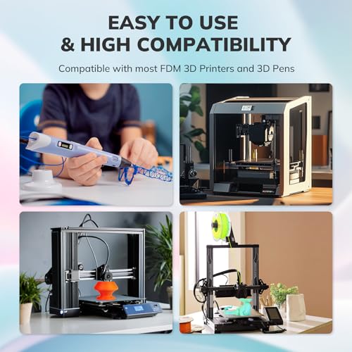 Silk PLA 3D Printer Filament Bundle, Dual Color 1.75mm, 4 Spools 200g Each C154578