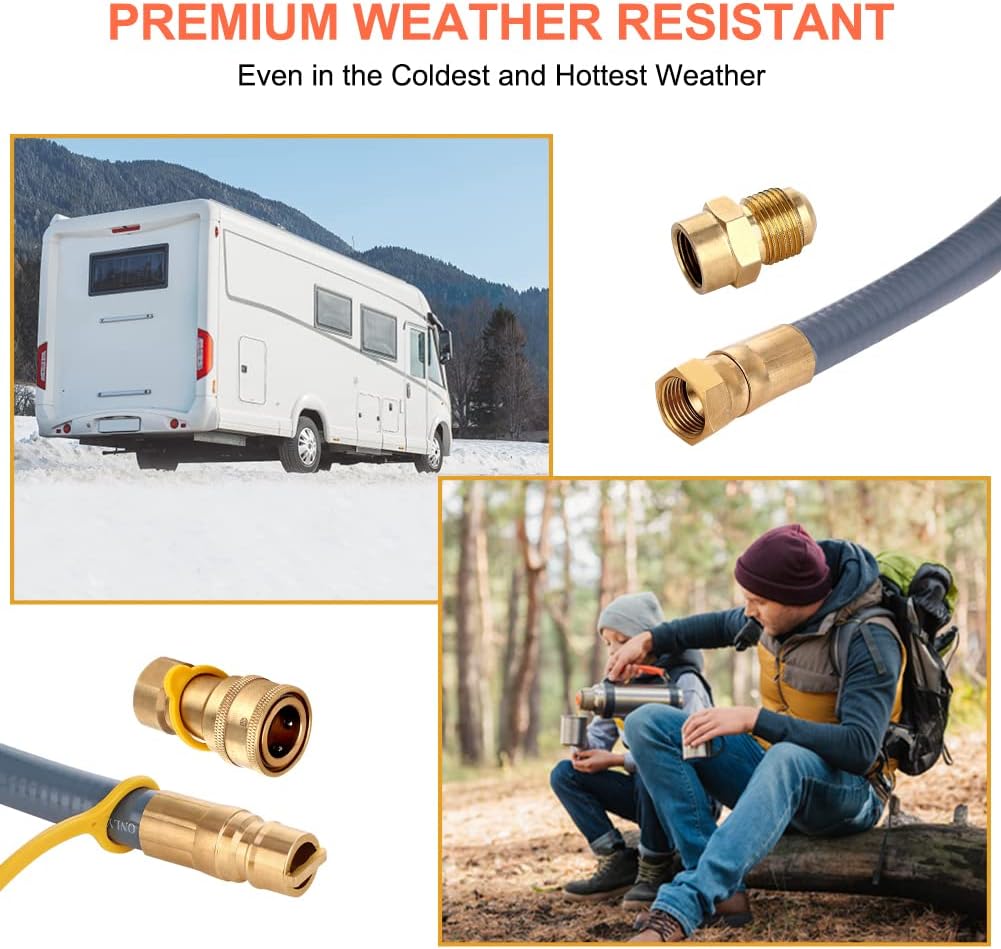 24 Feet 1/2 Inch Natural Gas Grill Hose with Quick Connect Fittings B986