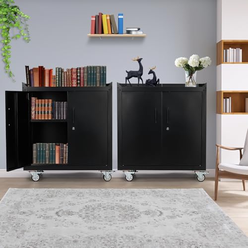 2 Door Lockable Metal Rolling Tool Cabinet with Adjustable Shelves G5754