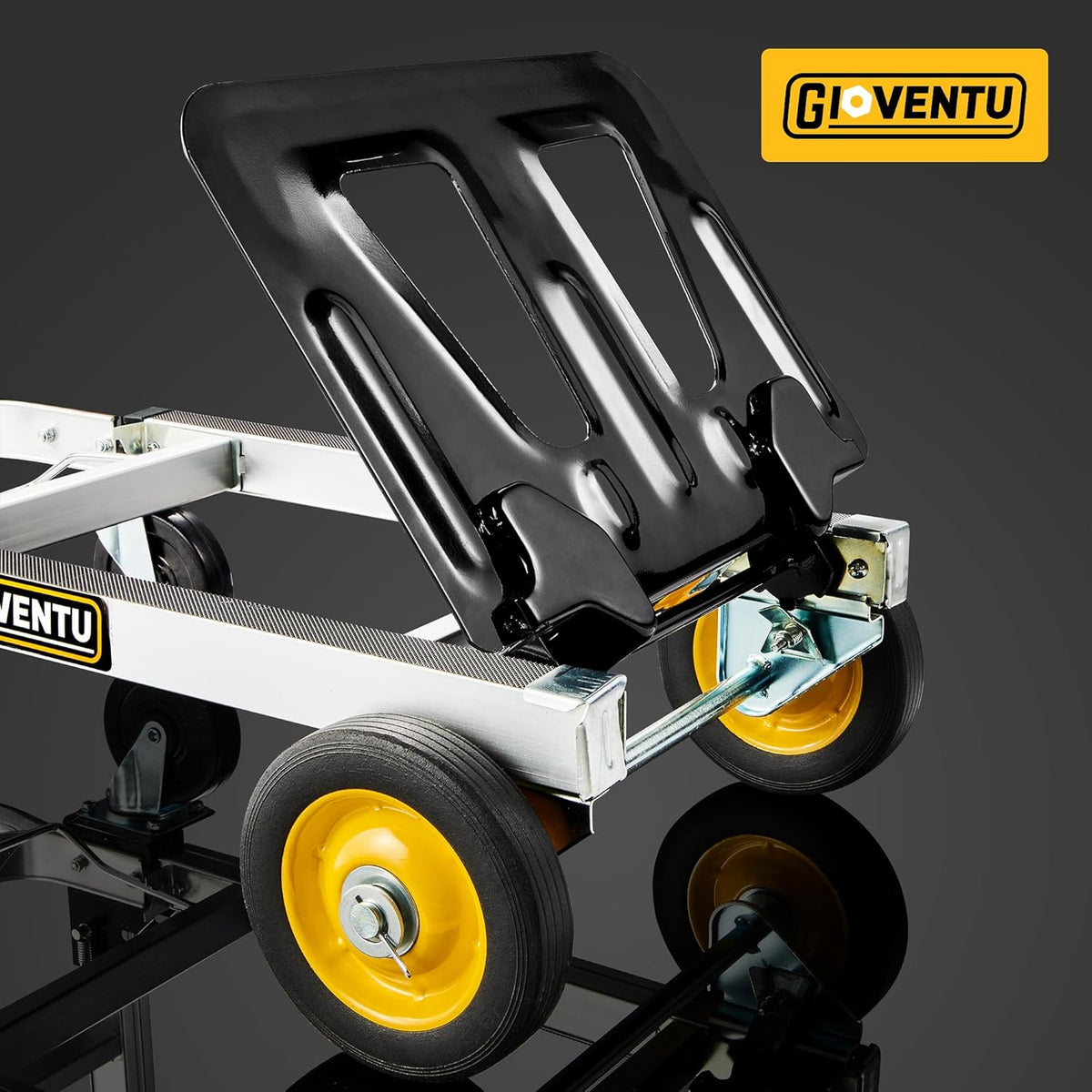 3 in 1 Convertible Hand Truck Dolly, 440 lb Capacity Folding Aluminum Dolly with Rubber Brake-Wheels X74979