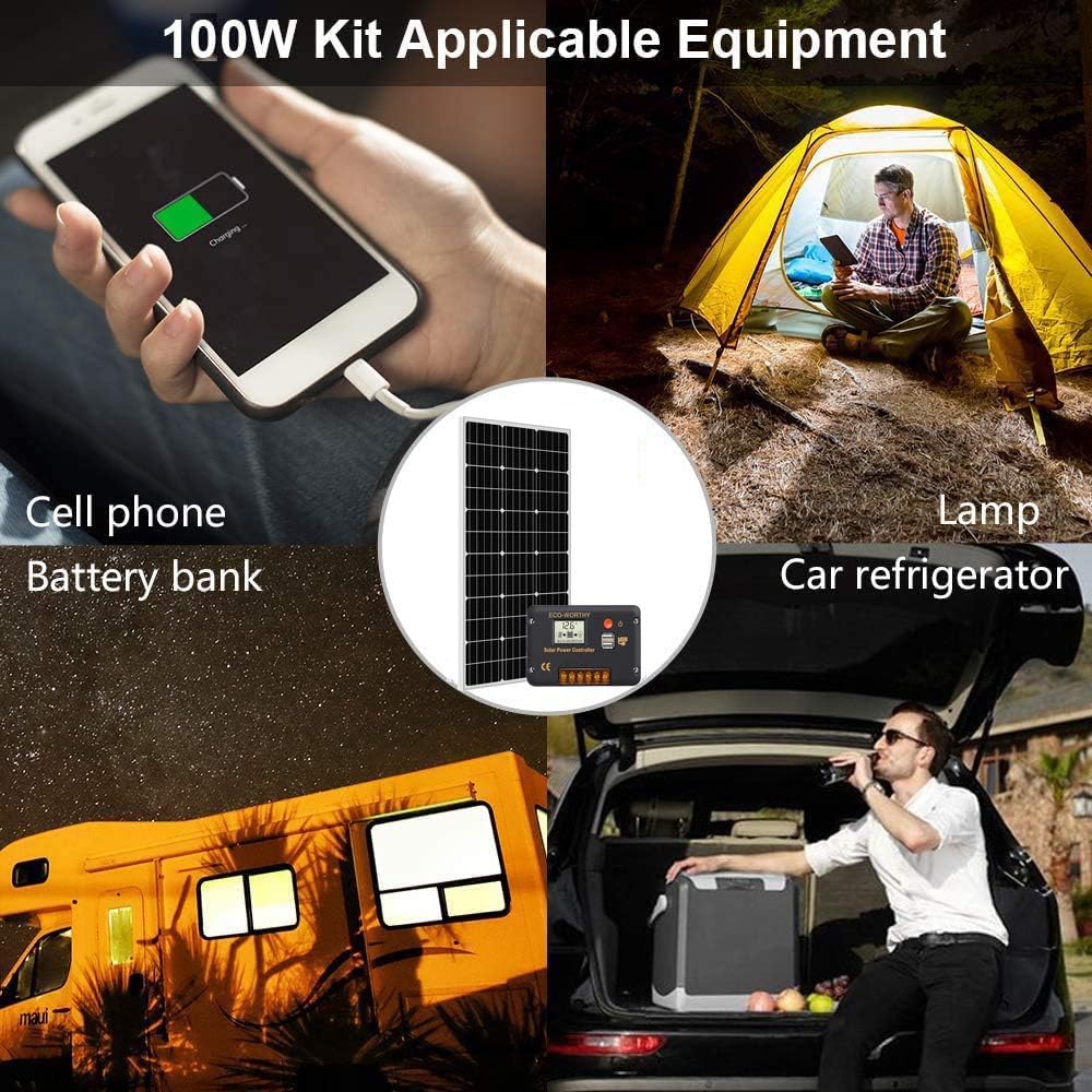 100 Watt 12 Volt Solar Panel Kit with Charge Controller and Mounting Brackets H452875