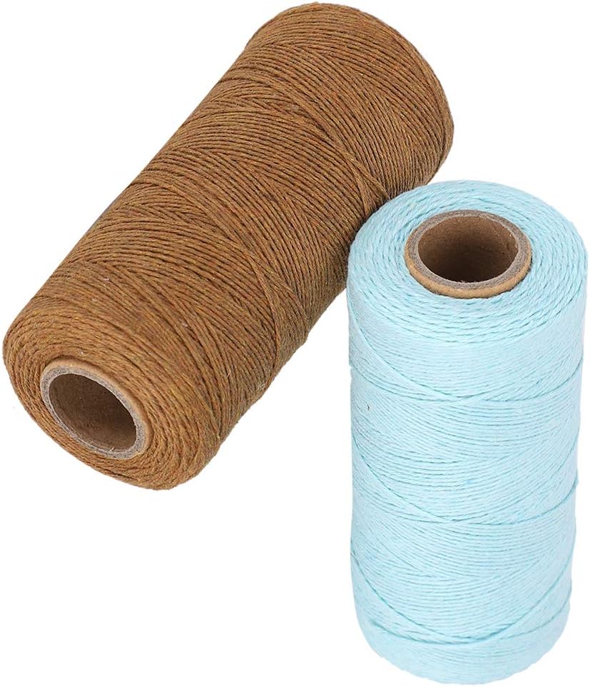 2 Rolls Pure Cotton Yarn 8/4 Warp Thread (Brown+Light Blue) F727910