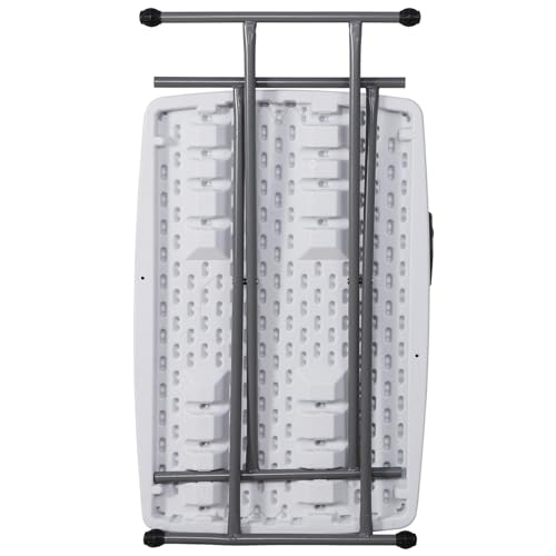 White 4 Foot Plastic Folding Table with Carrying Handle L21071