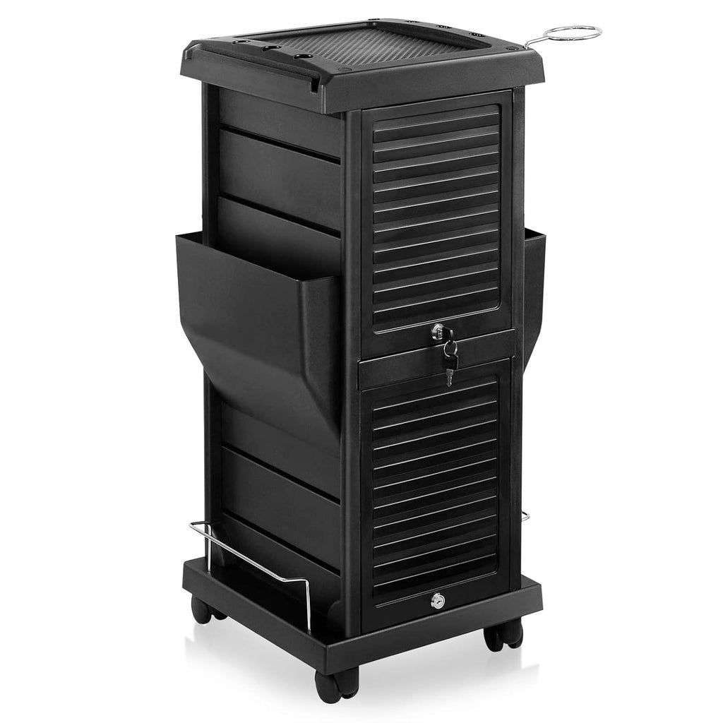 Black Rolling Trolley Cart with Pockets Z65604