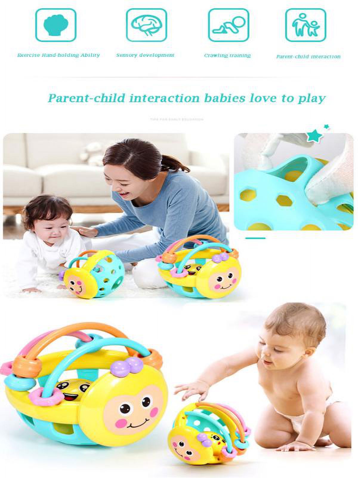 Baby Hand Bell Rattles Ball Toys, Activity Ball Infant Toys, Shaker, Grab Rattle K309675