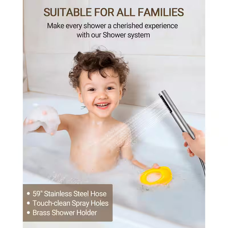 10 in. 3-Spray Wall Mount Shower Head and Tub Faucet 2.5 GPM Brushed Nickel A789