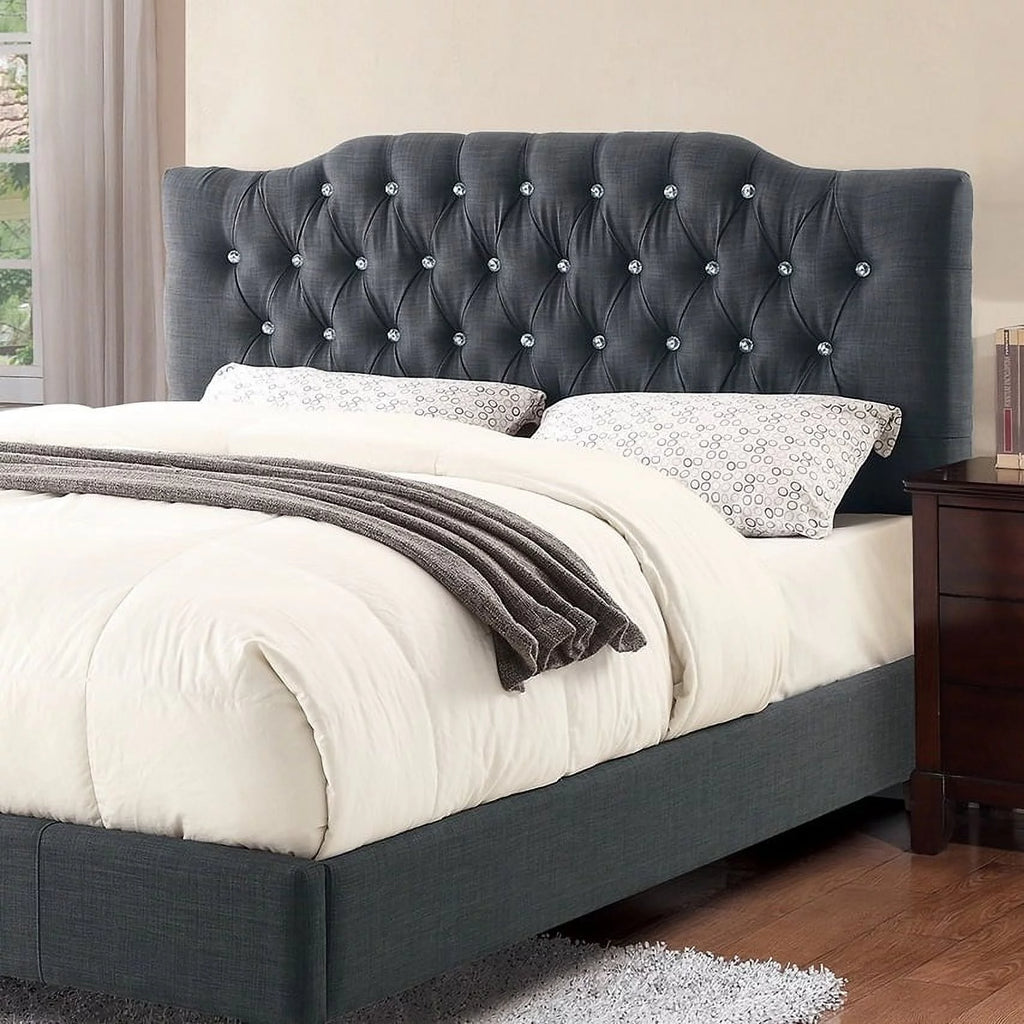 Blue Grey Polyfiber Tufted Queen Size Bed I742228